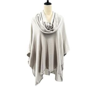 Lovestitch NWT One Size Angora & Wool Blend Light Gray Knit Cowl Neck Poncho